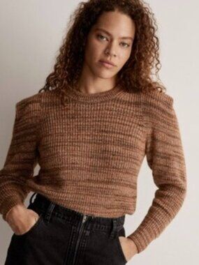 Madewell Prentiss Sweater Womens Large Spacedye Autumn Brown Alpaca Blend Boxy